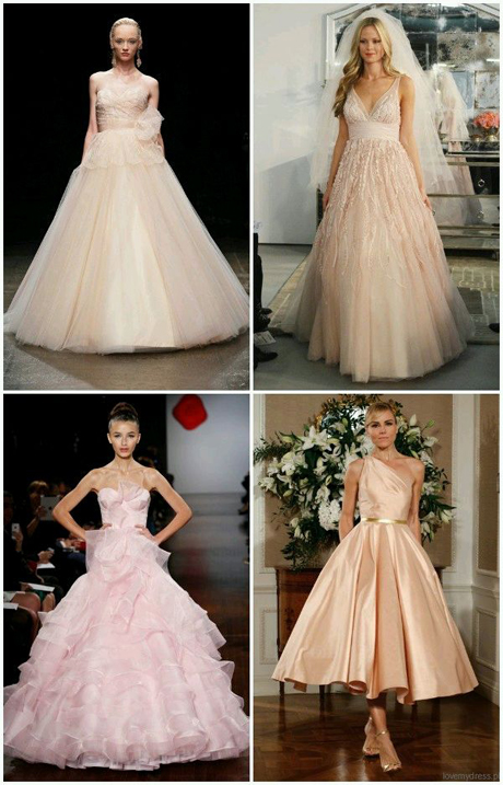 brzoskwiniowe różowe suknie ślubne trendy 2013